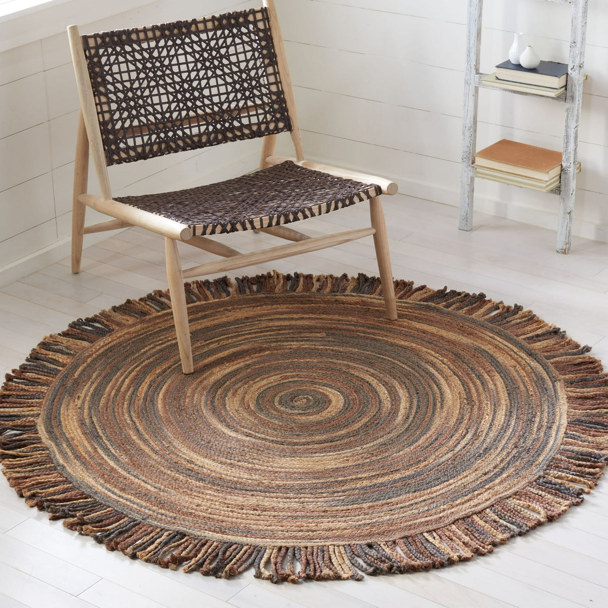 Braided Fringed Area Rug – Solid Color Handcrafted Floor Rug