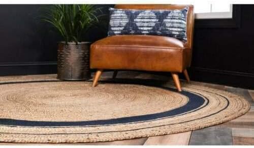 Bohemian Natural Fiber Rug – Rikki Design with Braided Border