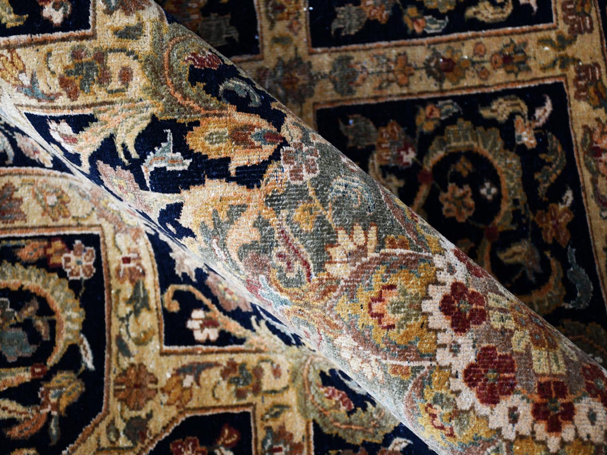 Hand Knotted Floor Carpet, Modern Design Hand Knotted Wool Carpet, Yellow -Black