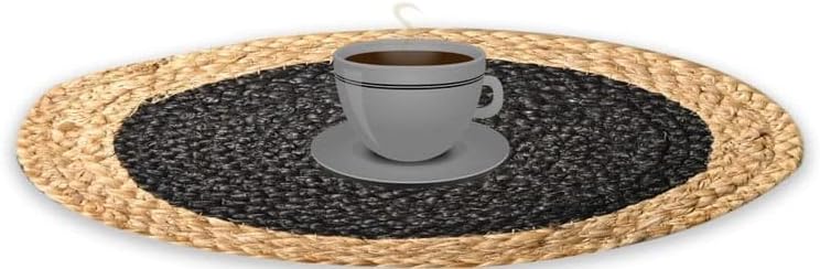 Eco-Friendly Placemats,Handmade Braide Black Border Beige Inside Coaster