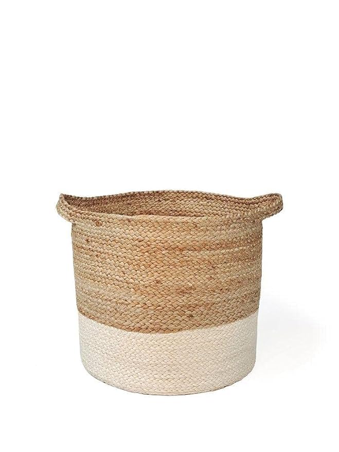 Handwowen Jute Planter Pots/Storage Basket with Handle, Multi-Purpose Storage Bag