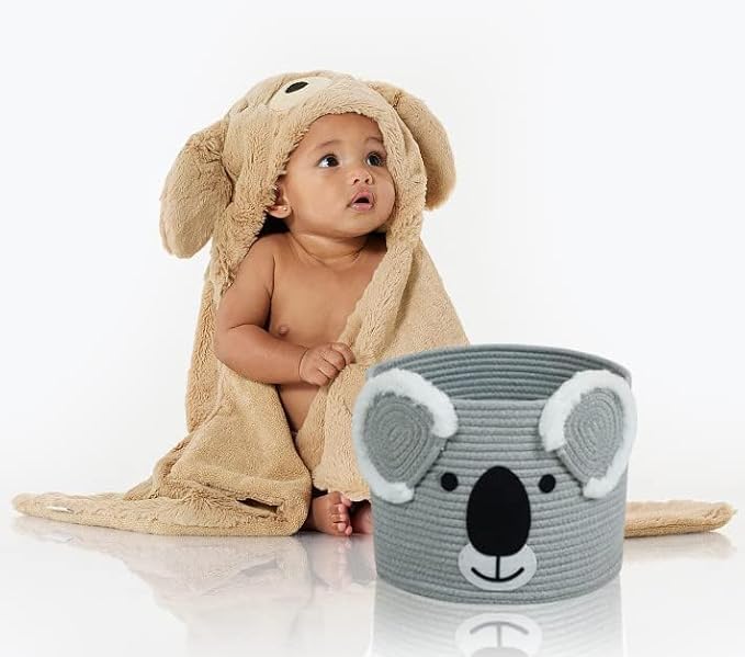 Animal Basket, Large Cotton Rope Basket, Large Storage Basket, Woven Laundry Hamper, Toy Storage