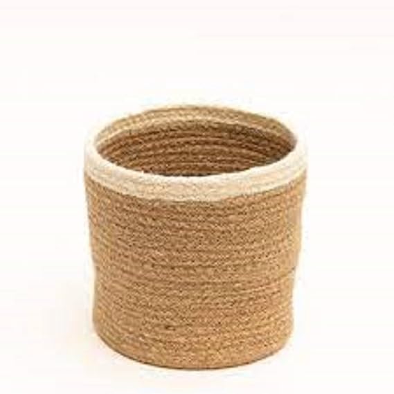 Handwowen Jute Planter Pots/Storage Basket with Handle, Multi-Purpose Storage Bag