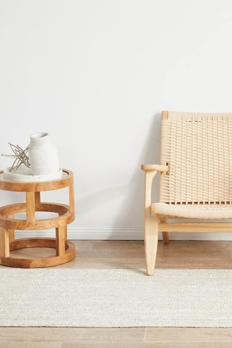 Natural door mat White jute braided