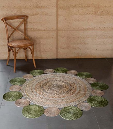 Jute and Chindi Floral Braided Rug – Natural Handwoven Area Mat