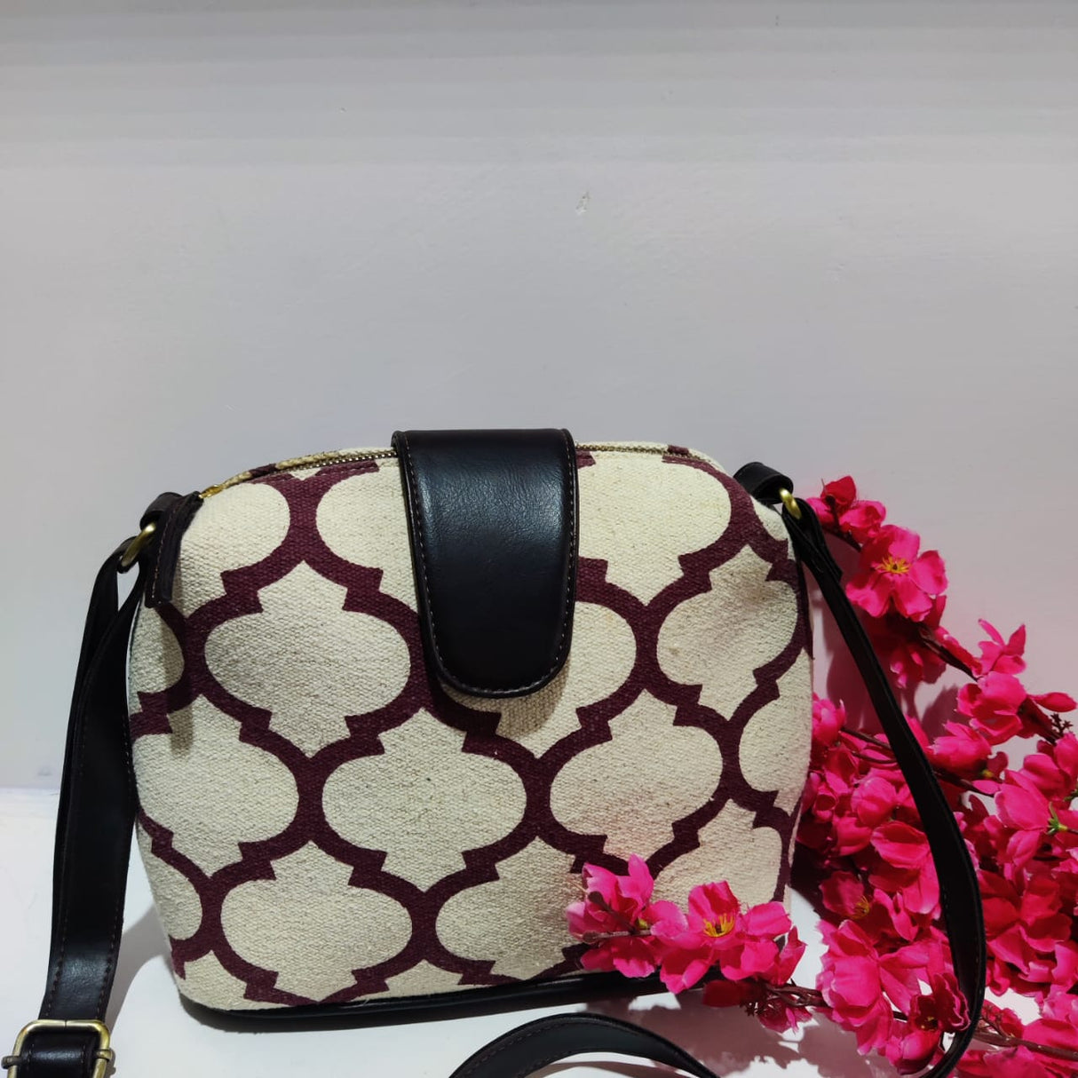 Cotton Dhurrie Slingr Bag,Brown,Eco-Friendly Cotton Bags