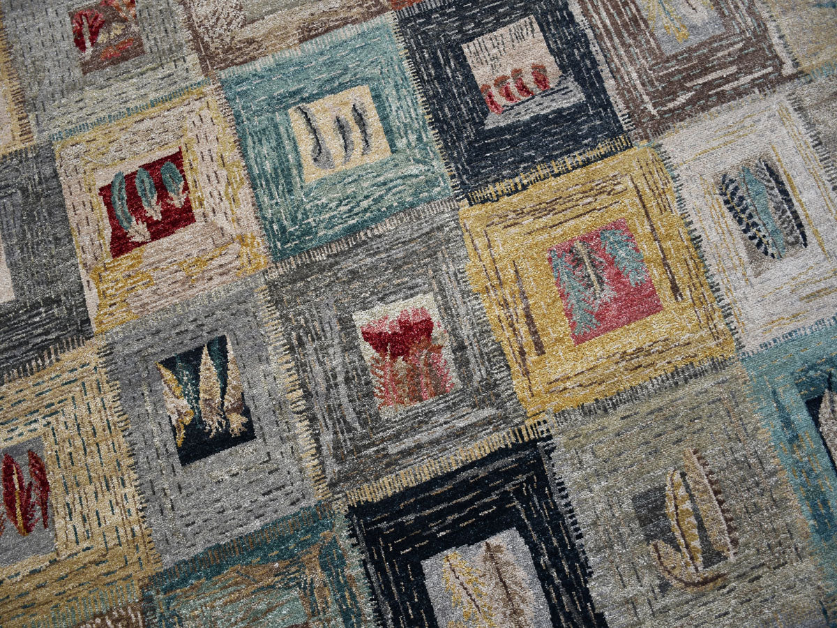 Quality Modern Rugs for living room, Exclusive Knotted Modern Carpet, Multicolor