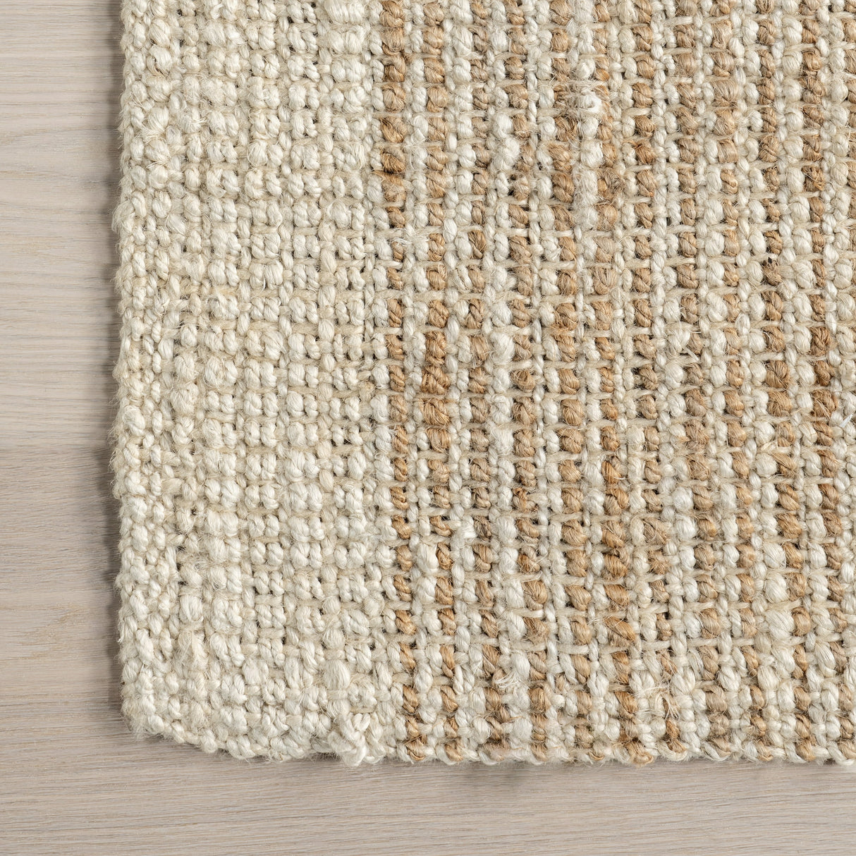 Ivory Classic Striped Border Hemp Jute Area Rug