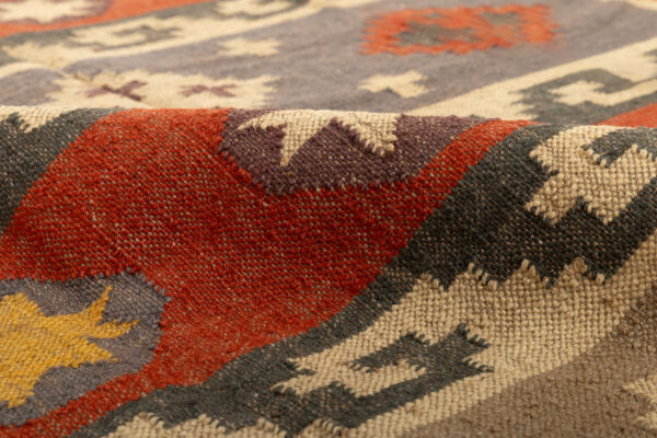 Handmade Kilim Rugs, Red With Multicolor Wool Jute Rug, Home Decor Rug