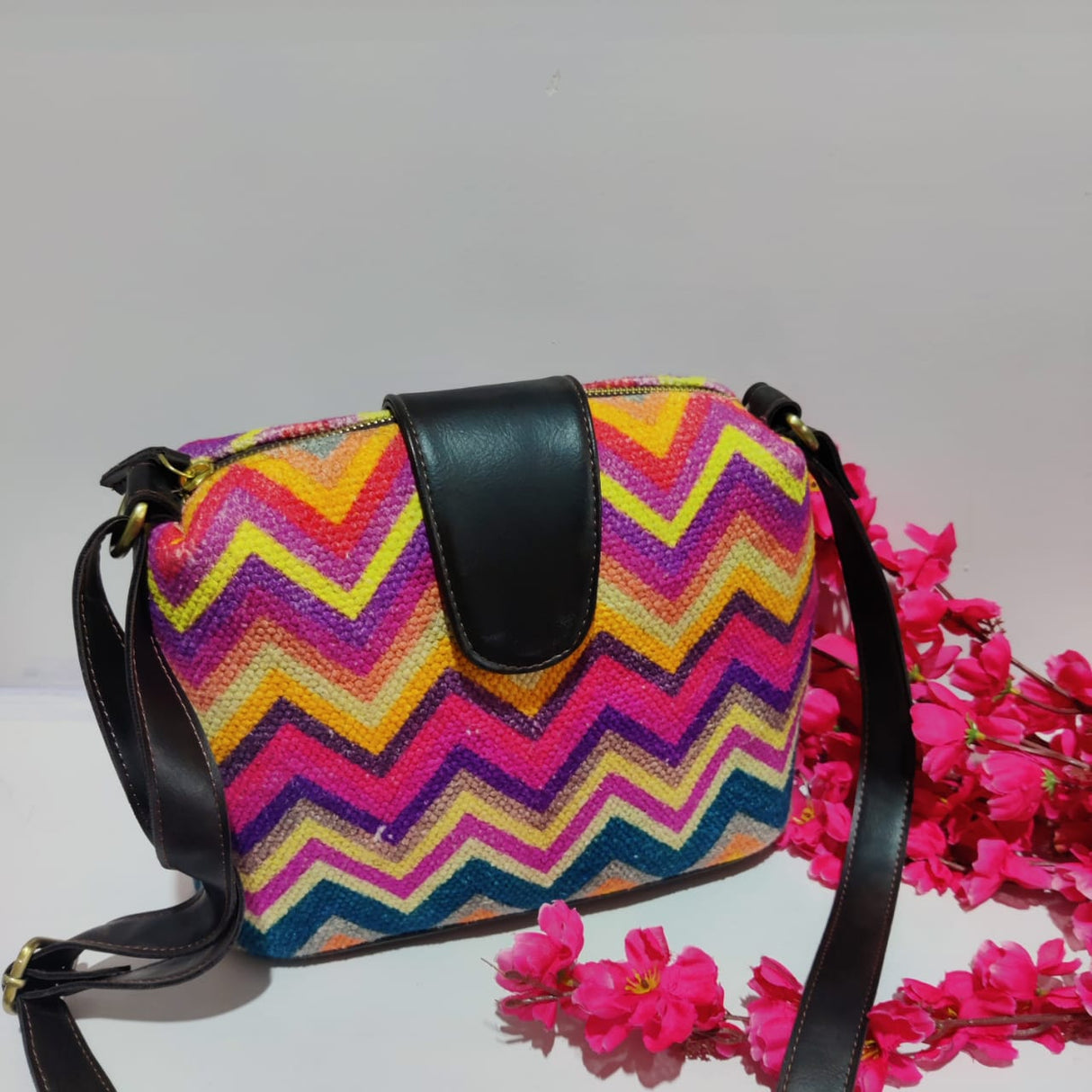 Cotton Dhurrie Sling Bag,Multicolor,Eco-Friendly Cotton Bags