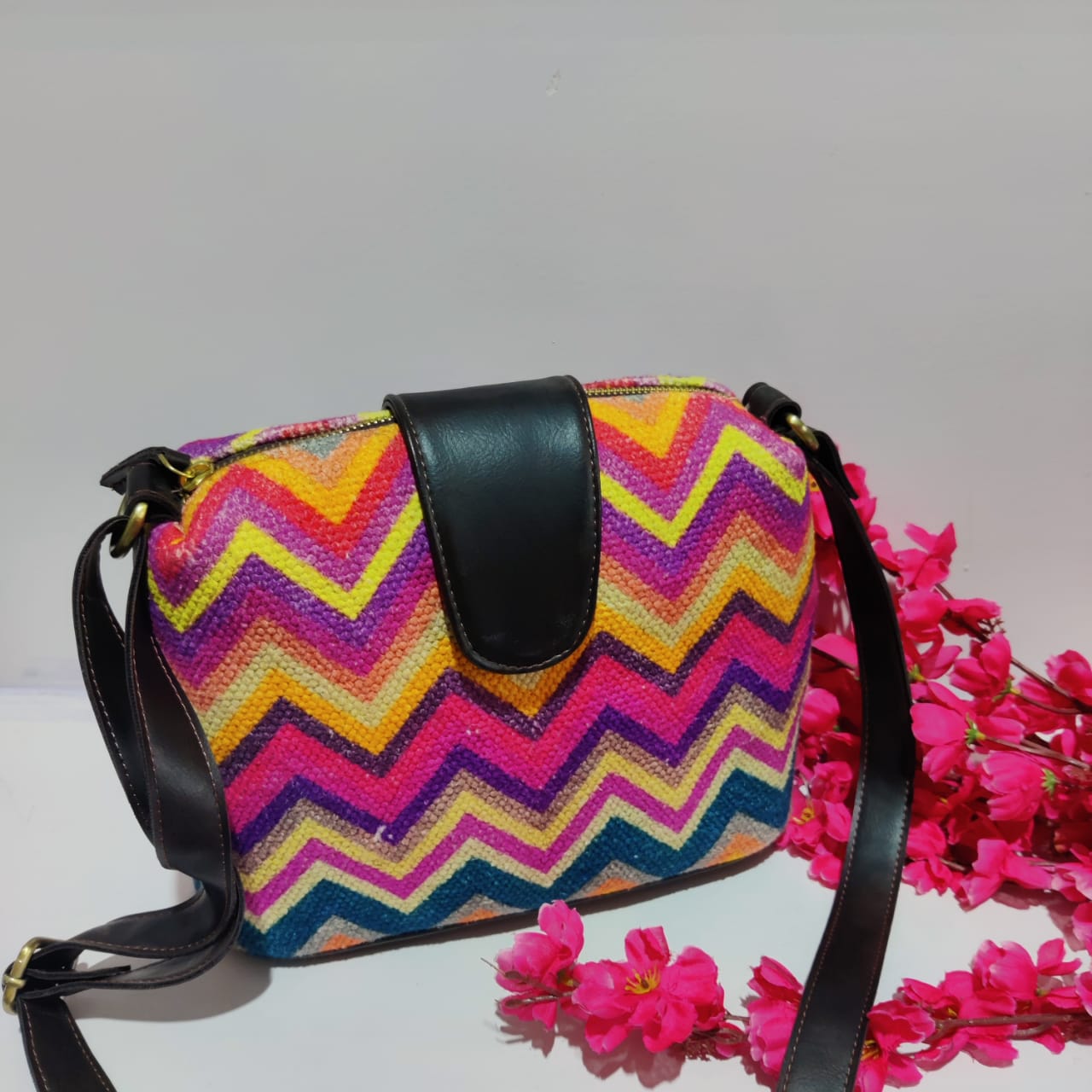 Cotton Dhurrie Sling Bag,Multicolor,Eco-Friendly Cotton Bags