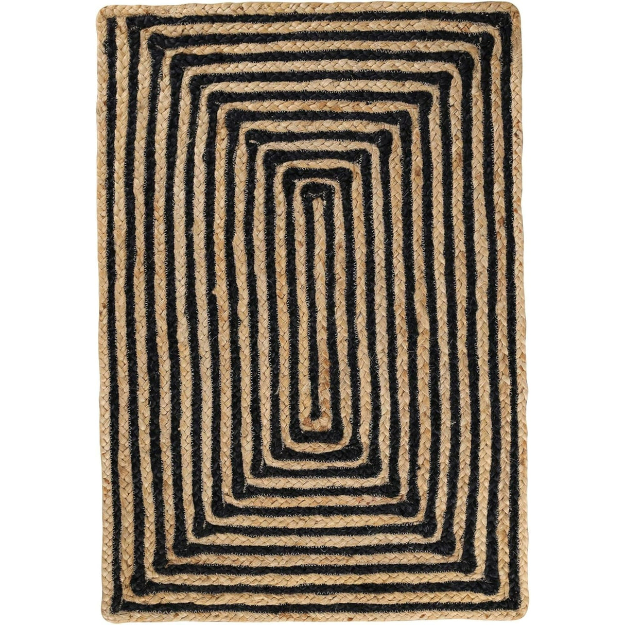 Rustic Bohemian Handwoven Jute Rug – Braided Area Carpet for Home Décor