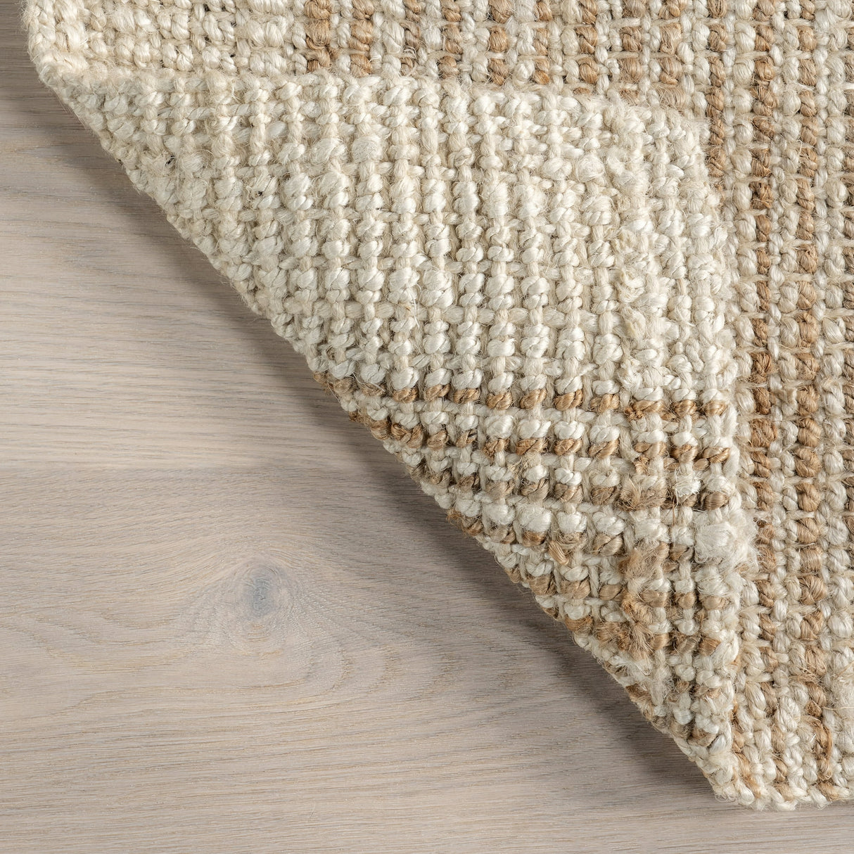 Ivory Classic Striped Border Hemp Jute Area Rug