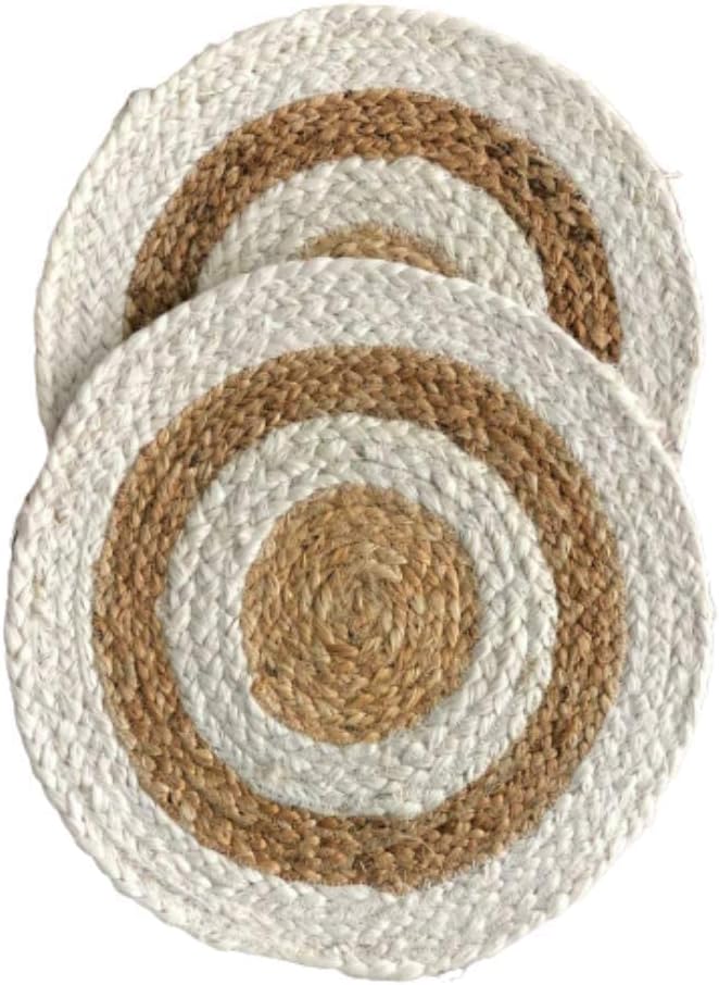 Handmade Braide White Border Coaster,Non-Slip Placemats