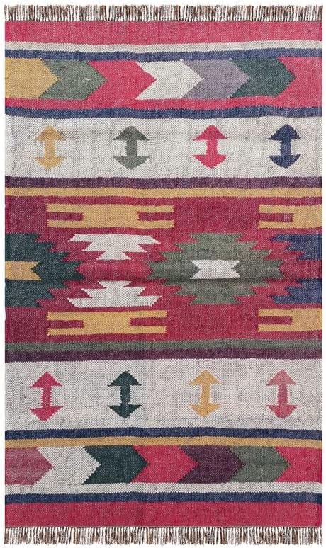 Natural Wool & Jute Kilim Dhurrie Rugs, Handwoven Wool Jute Rugs