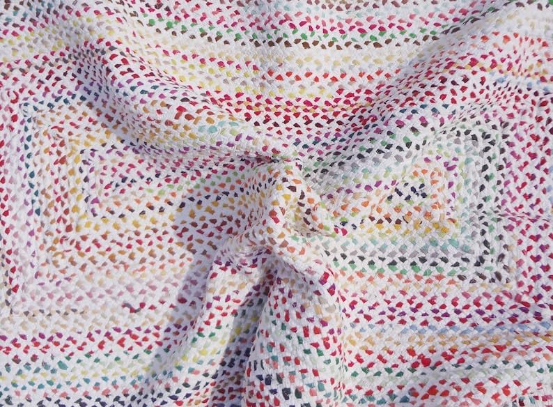 White Hand Woven Scalloped Cotton Rugs Washable Best Gift For Home Decor