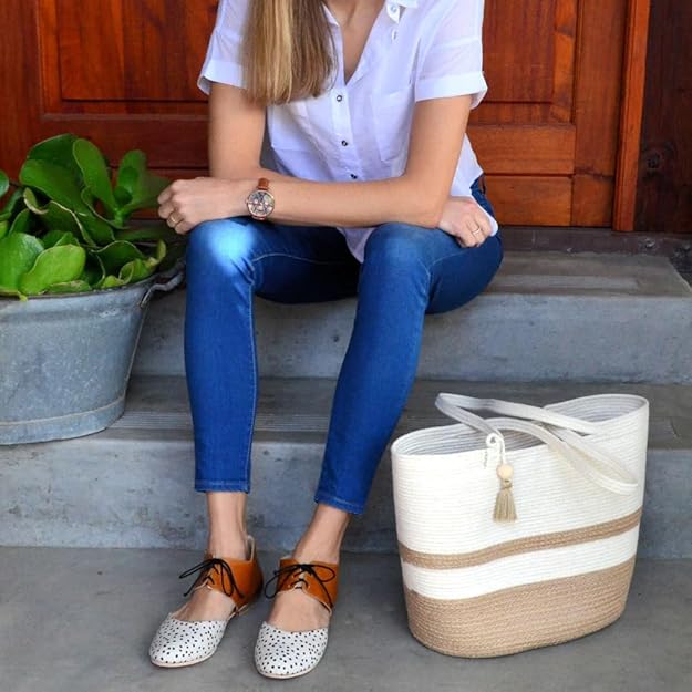 Braided Jute & Cotton Hand Bag | Women's Tote Shoulder Bag