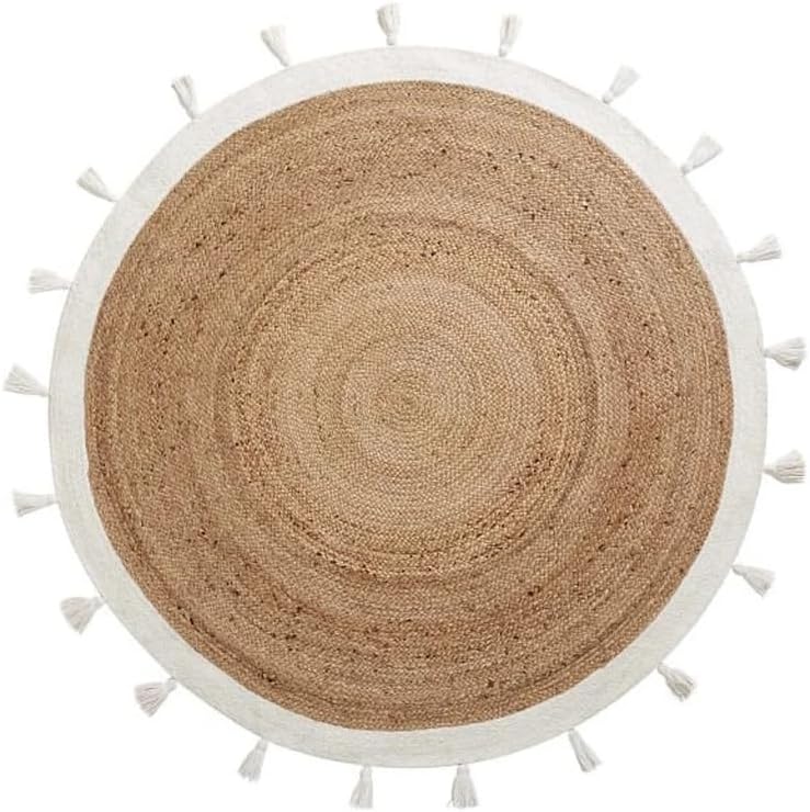 Eco-Friendly Round Jute Rug – Boho Style Fringed Natural Area Rug