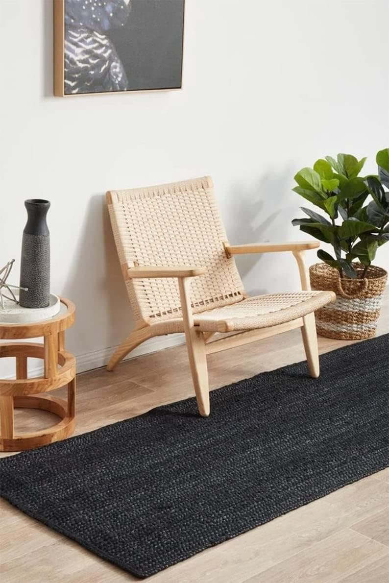 Natural door mat Black DIY jute