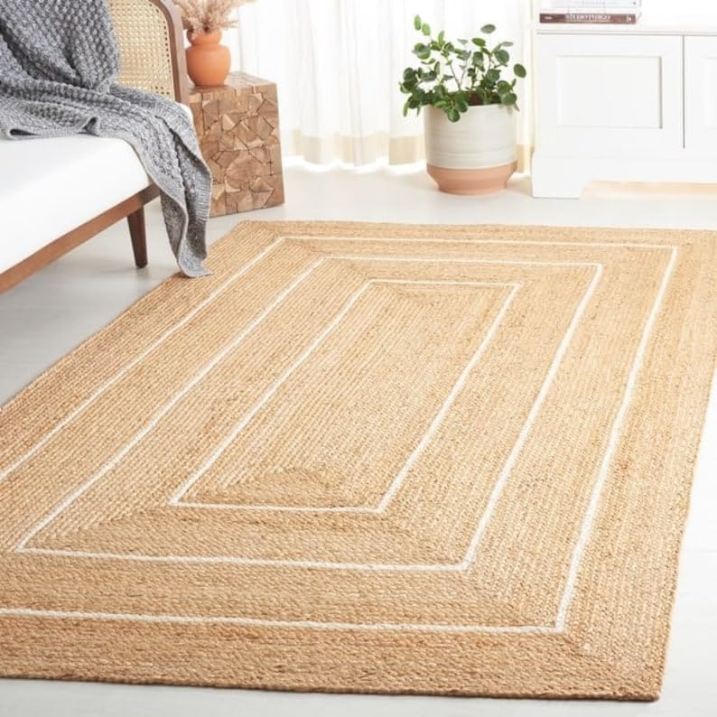 Eco-Friendly Handwoven Jute Rug – Braided Natural Carpet for Home Décor