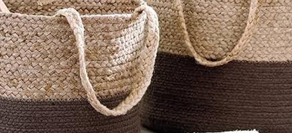 Jute Basket, Handcrafted Woven Storage Planter Basket