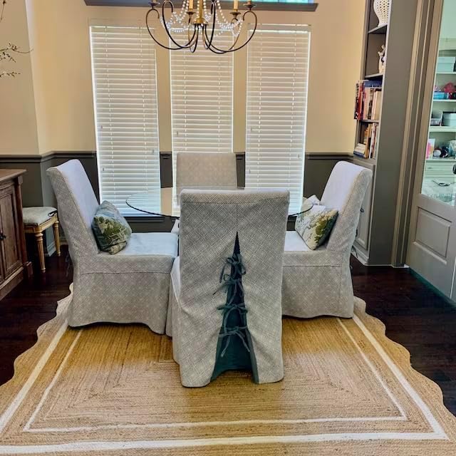 Natural Jute Scalloped Rug – Handmade Braided Rug with Boho Design