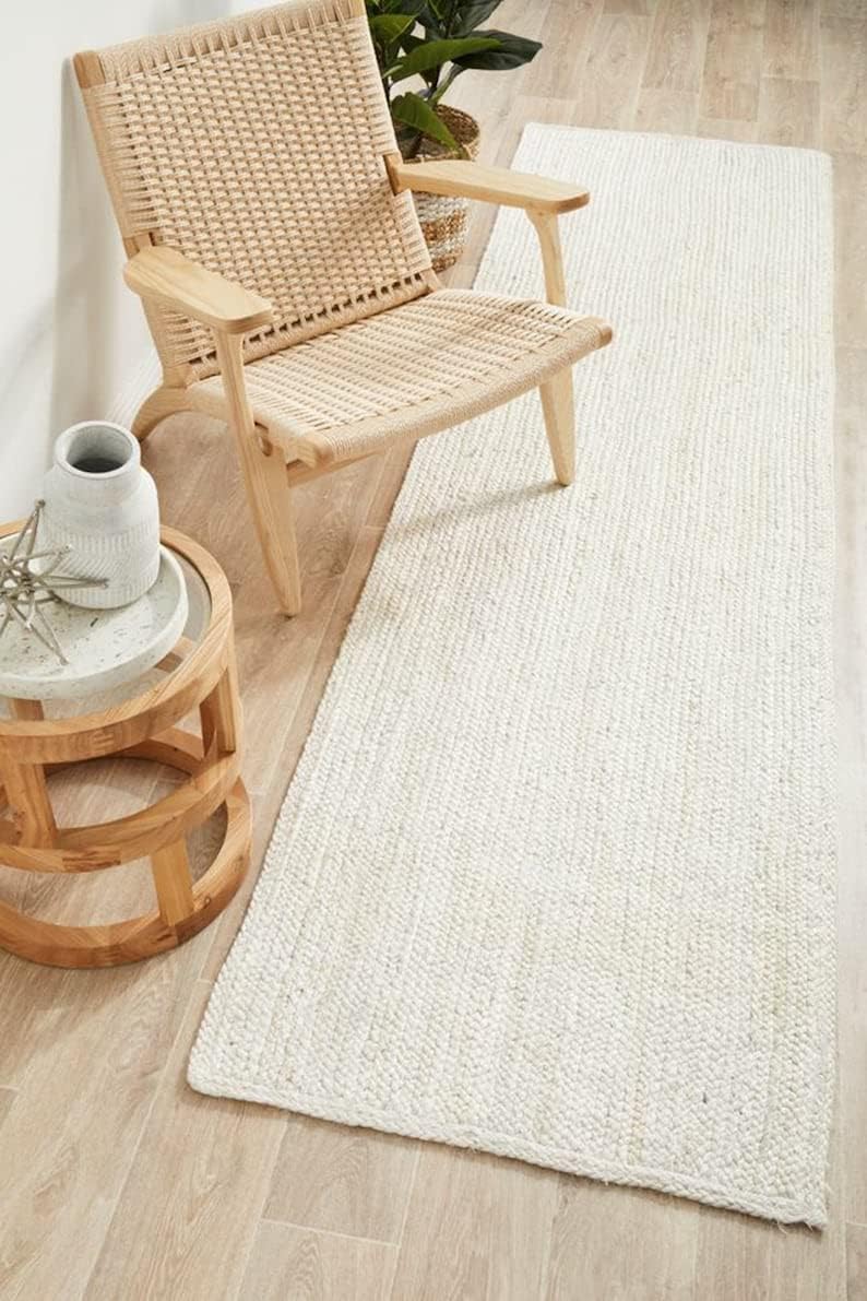 Natural door mat White jute braided