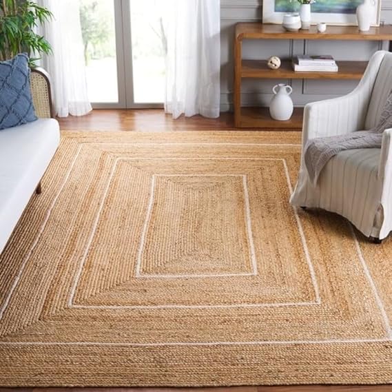 Eco-Friendly Handwoven Jute Rug – Braided Natural Carpet for Home Décor
