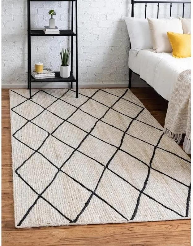 Hand-Braided Colorful Jute Rug – Boho Style Natural Fiber Area Rug