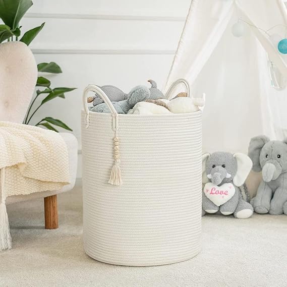 Jute&Cotton Rope Laundry Hamper Basket