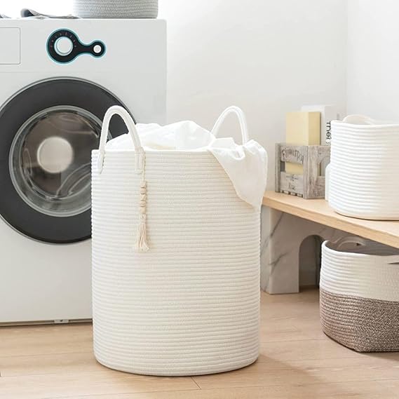 Jute&Cotton Rope Laundry Hamper Basket