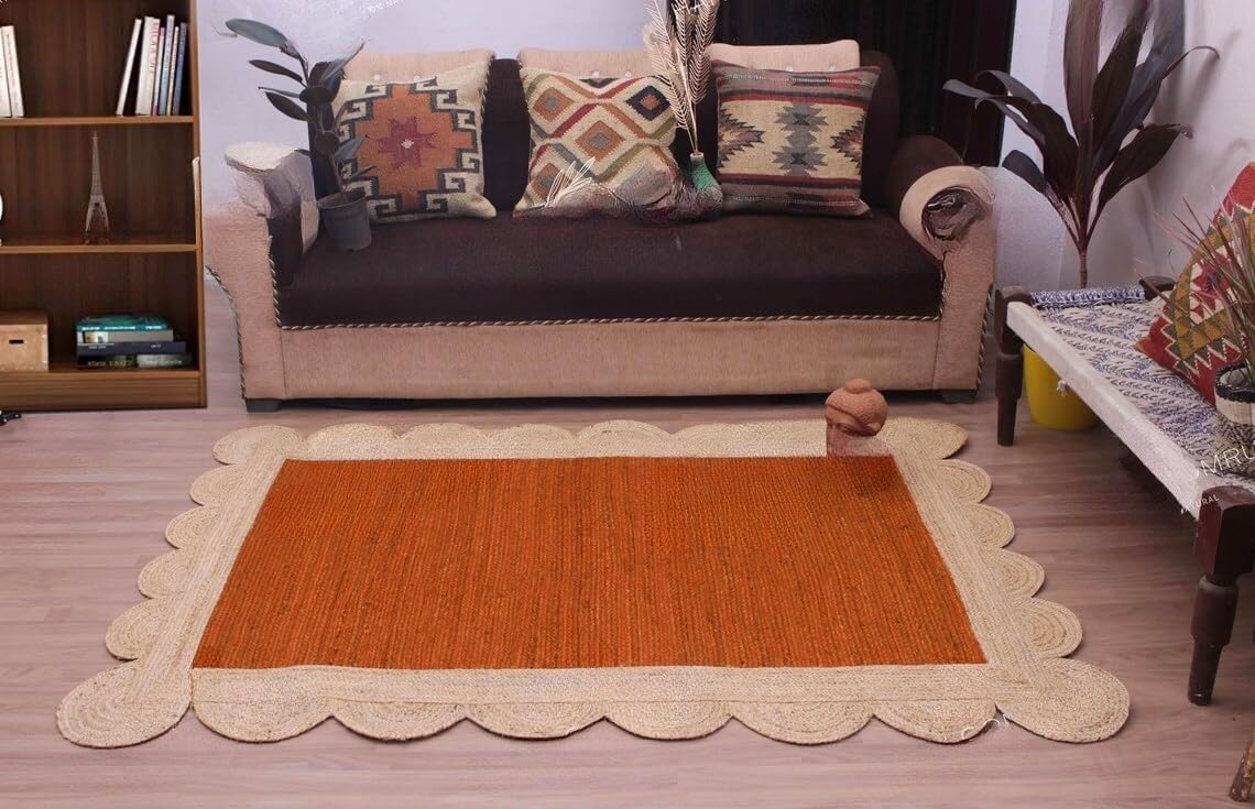 Unique Scalloped Area Rug – Stylish Accent Rug for Living Room