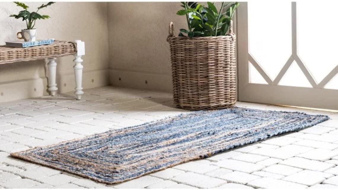 Eco-Friendly Denim Jute Rugs, Blue Rugs
