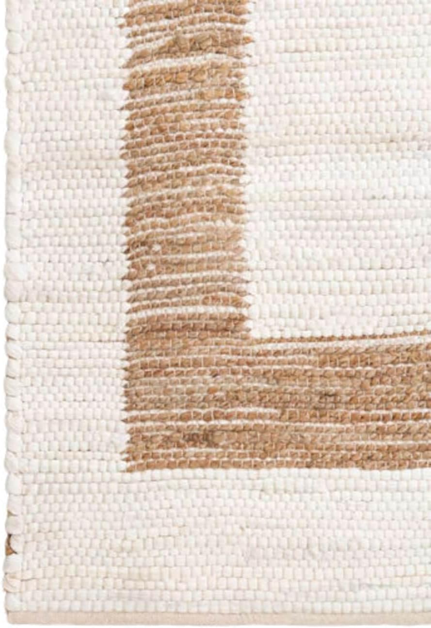 Tapis en jute et coton tissé à la main, style bohème, moderne, blanc