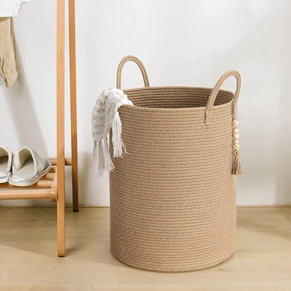 Jute&Cotton Rope Laundry Hamper Basket