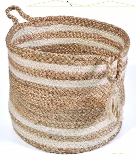 Handwowen Jute Planter Pots/Storage Basket with Handle, Multi-Purpose Storage Bag