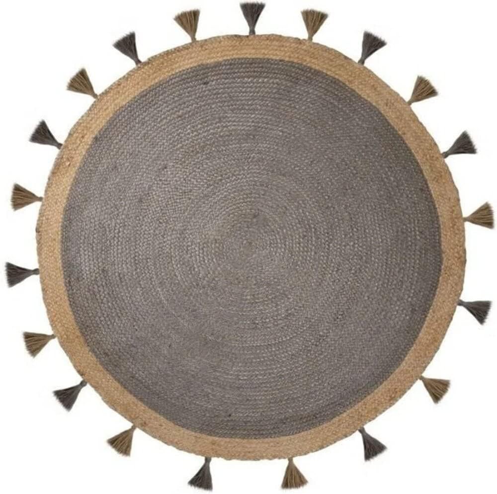 Eco-Friendly Round Jute Rug – Boho Style Fringed Natural Area Rug
