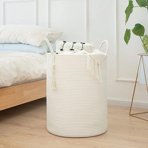 Jute&Cotton Rope Laundry Hamper Basket