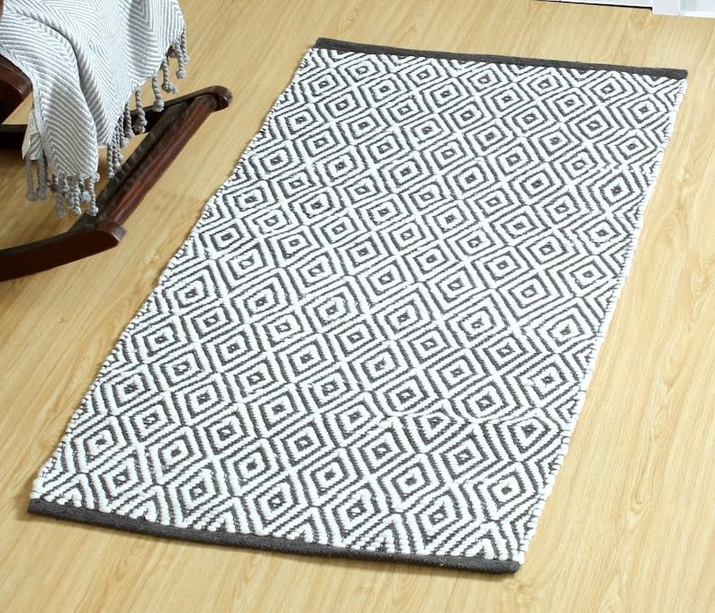 Cotton Rugs Washable Handwoven Zig Zag Pattern