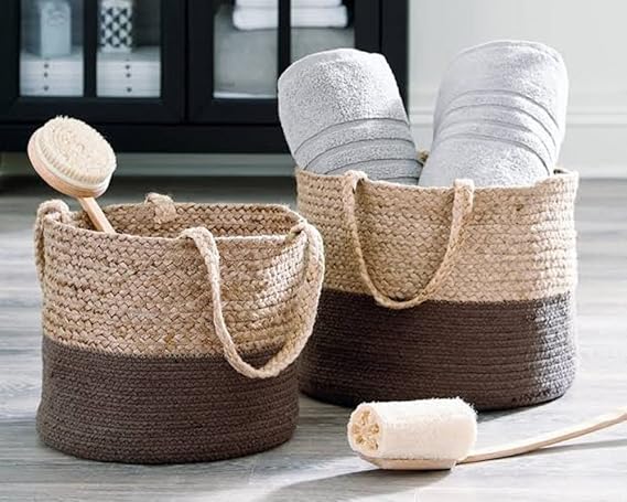 Jute Basket, Handcrafted Woven Storage Planter Basket