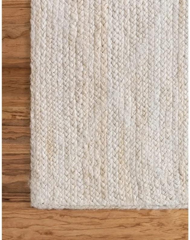 Hand-Braided Colorful Jute Rug – Boho Style Natural Fiber Area Rug