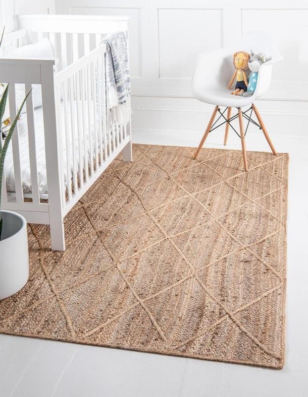 Hand-Braided Colorful Jute Rug – Boho Style Natural Fiber Area Rug