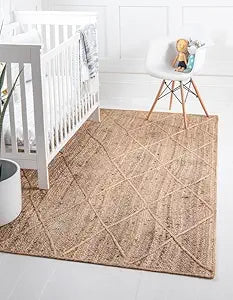 Hand-Braided Colorful Jute Rug – Boho Style Natural Fiber Area Rug