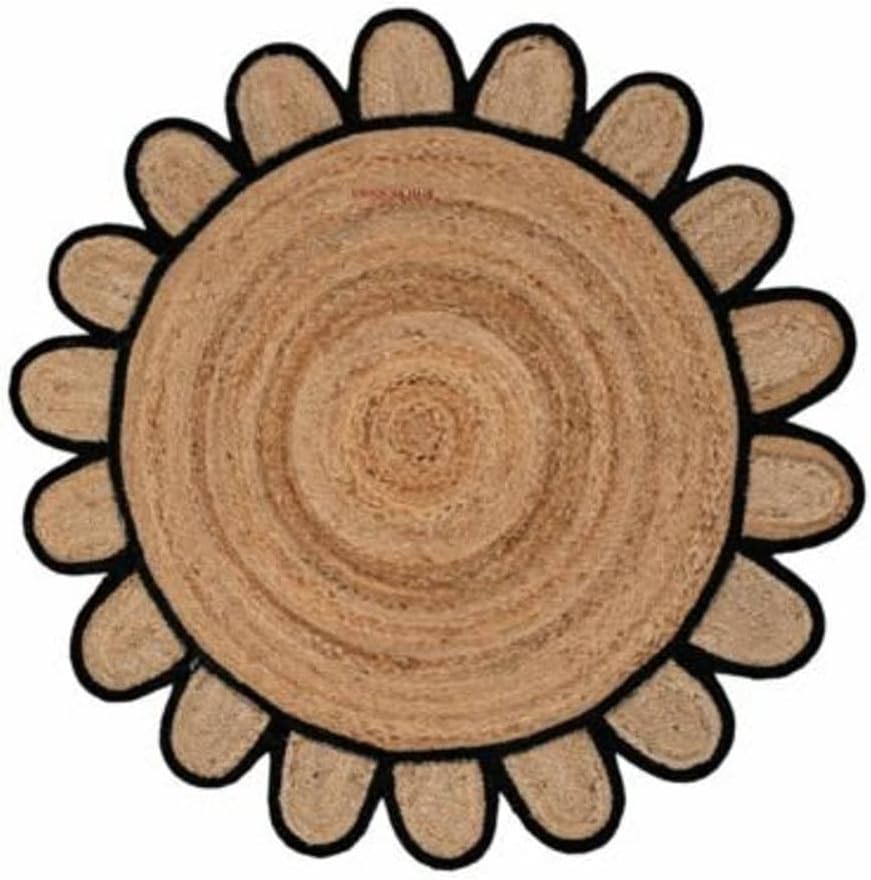 Scalloped Edge Jute Rug with Natural Border – Eco-Friendly Home Rug