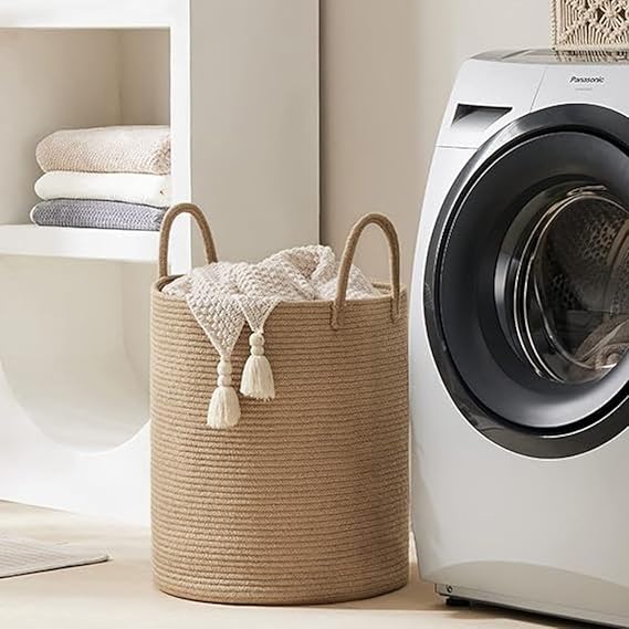 Jute&Cotton Rope Laundry Hamper Basket