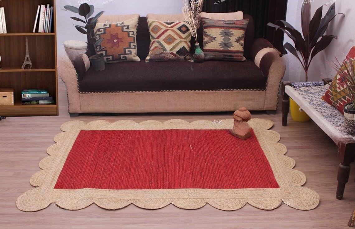 Unique Scalloped Area Rug – Stylish Accent Rug for Living Room