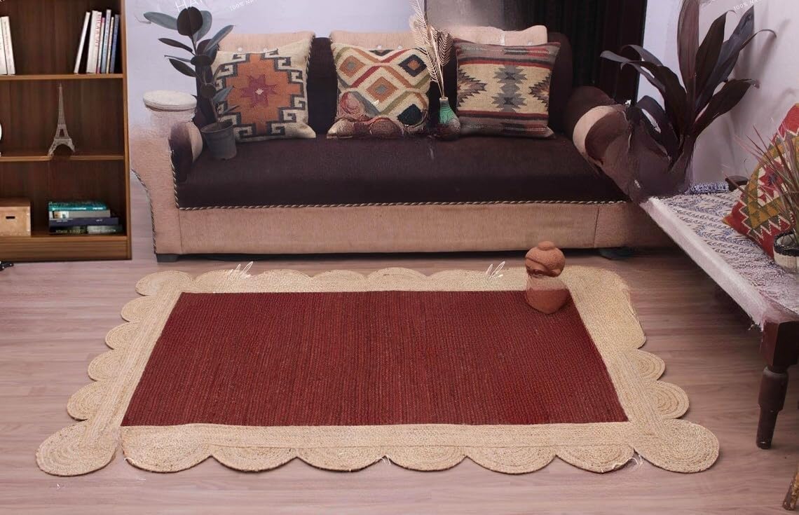 Unique Scalloped Area Rug – Stylish Accent Rug for Living Room