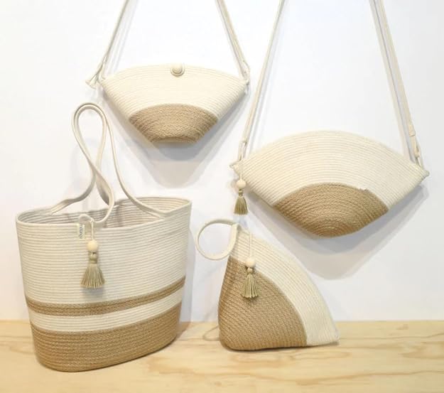 Braided Jute & Cotton Hand Bag | Women's Tote Shoulder Bag