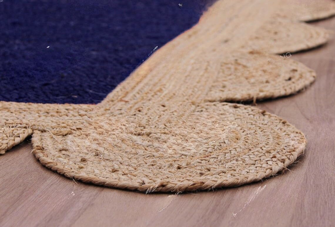 Unique Scalloped Area Rug – Stylish Accent Rug for Living Room