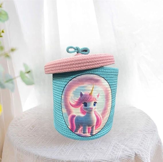 Basket for Baby Diaper, Stuffed Animal Storage Bin Rope Basket for Unicorrm
